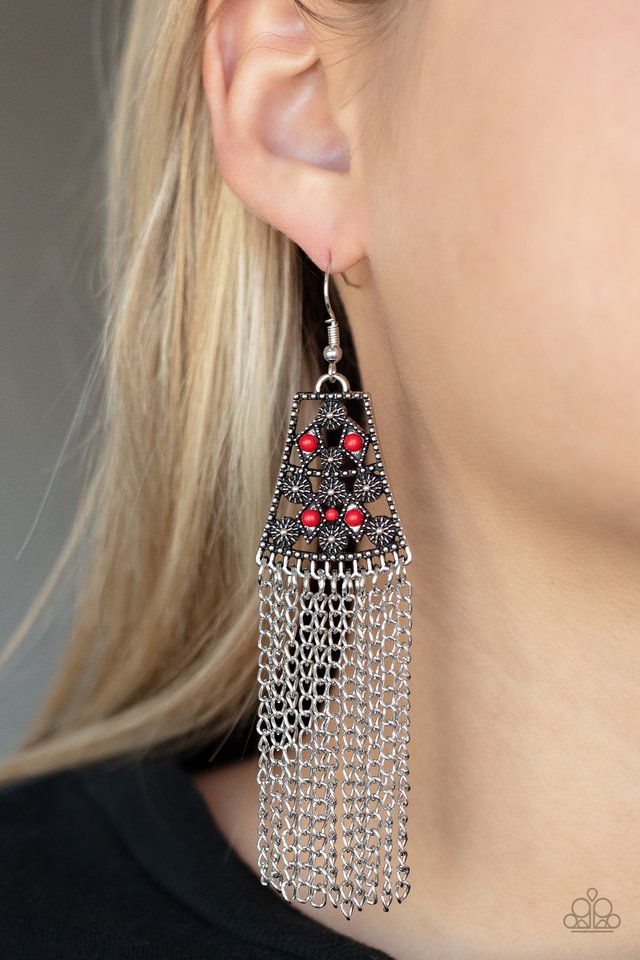 Cleopatras Allure - Red - Paparazzi Earring Image