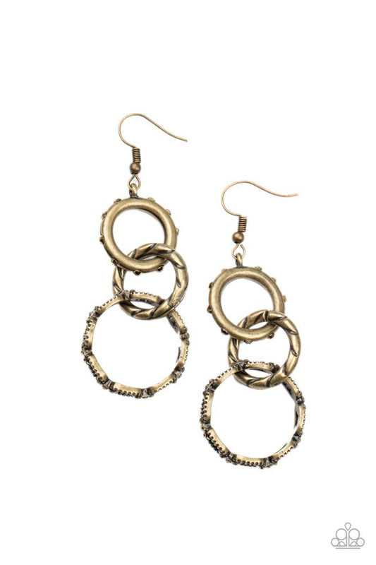 Shameless Shine - Brass - Paparazzi Earring Image