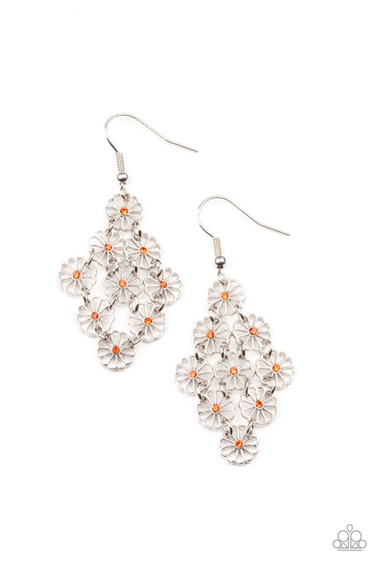 Bustling Blooms - Orange - Paparazzi Earring Image