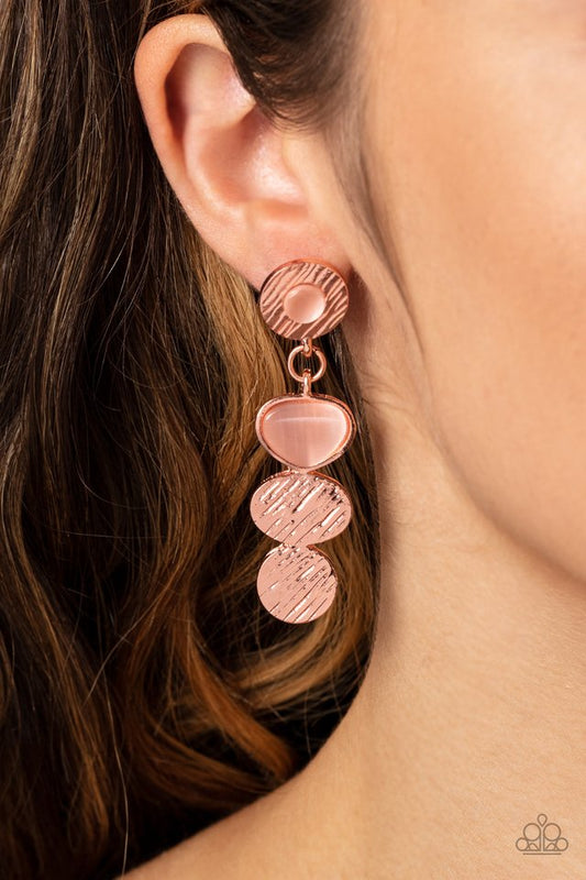 Asymmetrical Appeal - Copper - Paparazzi Earring Image