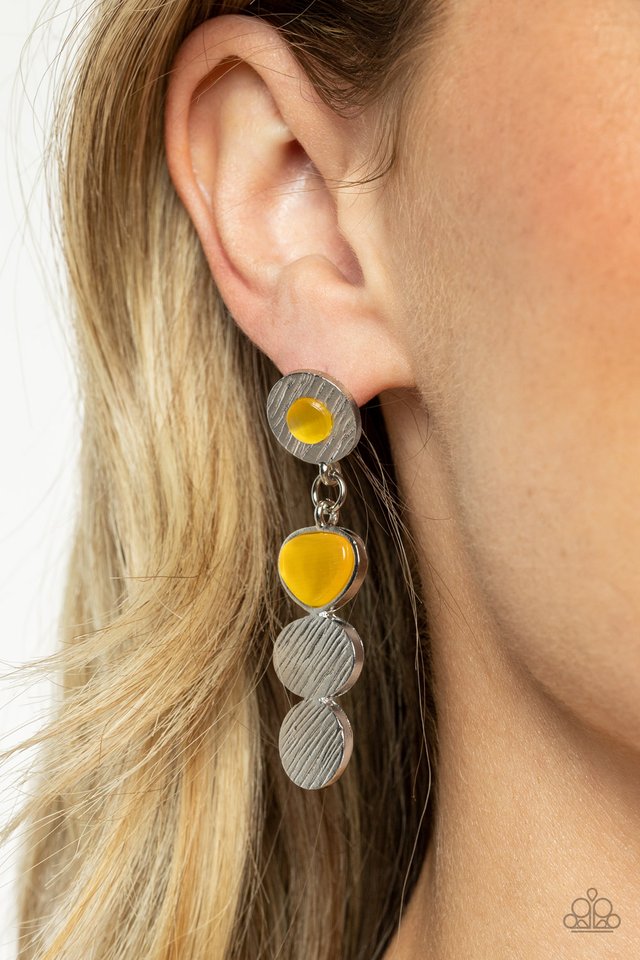 Asymmetrical Appeal - Yellow - Paparazzi Earring Image