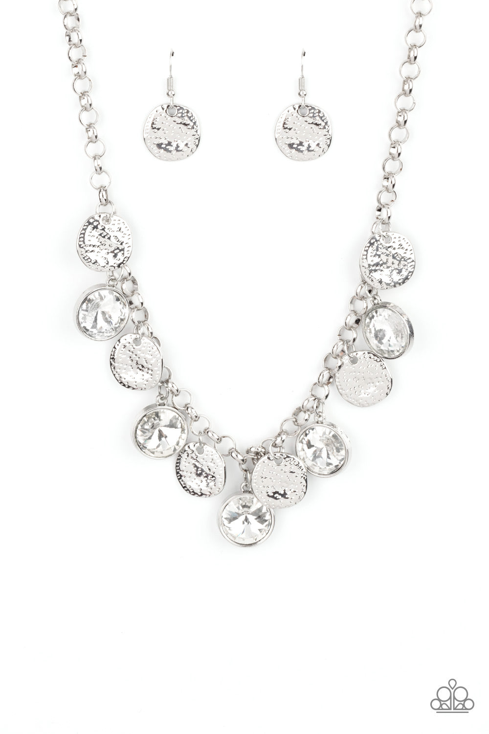 Paparazzi white rhinestone on sale necklace