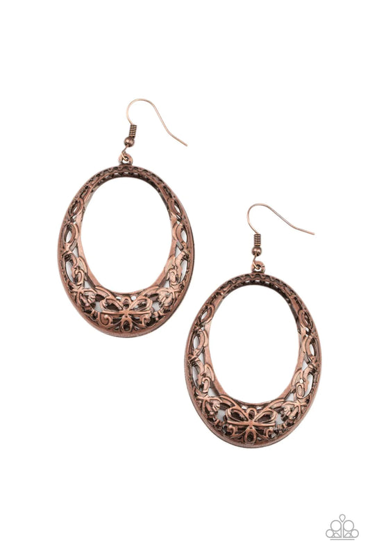 Paparazzi Earring ~ Gardenista Grandeur - Copper