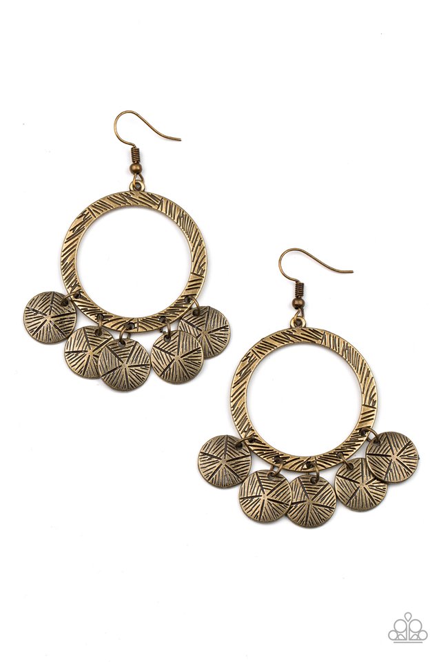 Trinket Tease - Brass - Paparazzi Earring Image