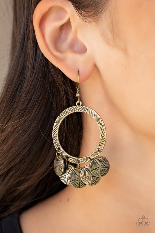 Trinket Tease - Brass - Paparazzi Earring Image