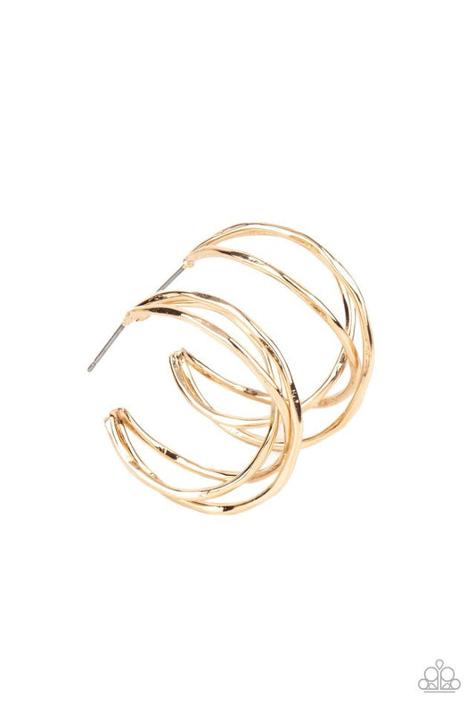 ​City Contour - Gold - Paparazzi Earring Image