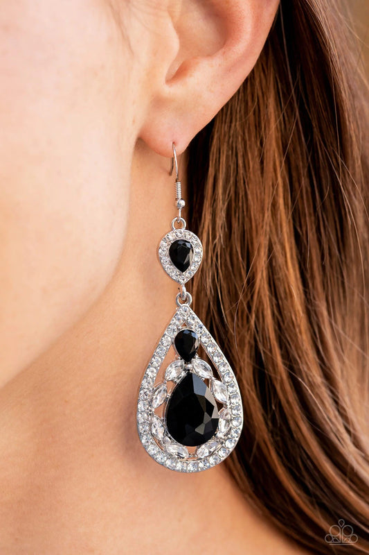 Paparazzi Earring ~ Posh Pageantry - Black