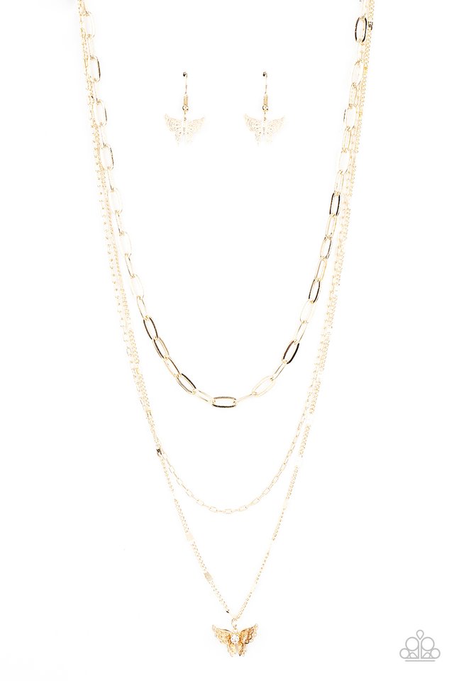 Bountiful Butterflies - Gold - Paparazzi Necklace Image