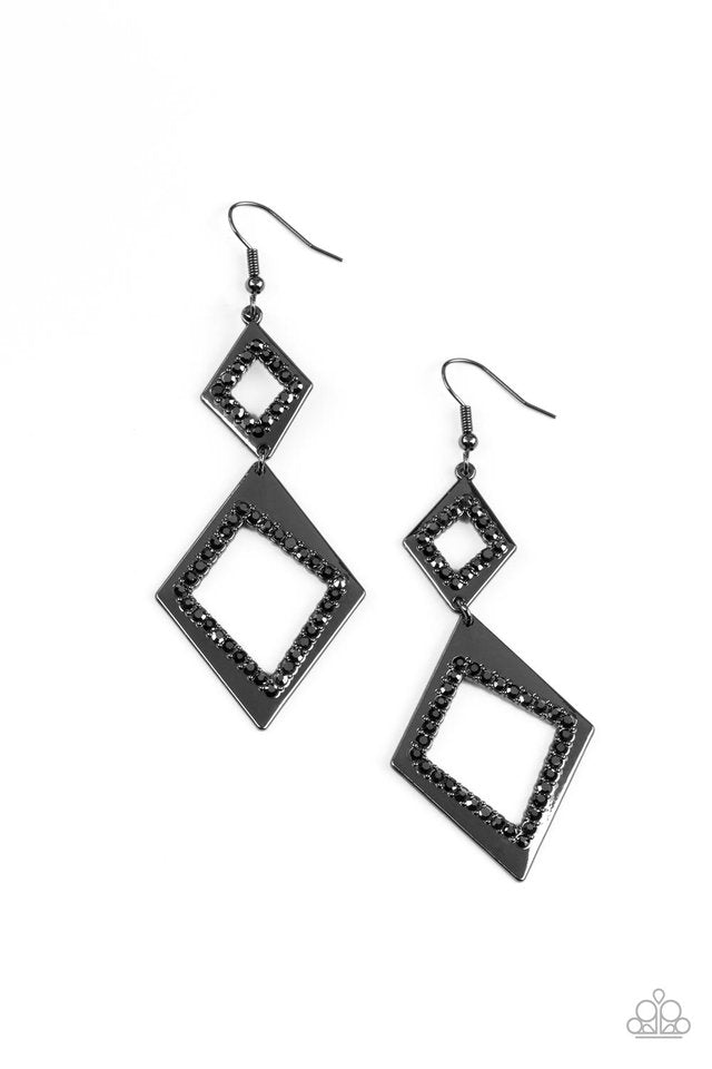 ​Deco Decoupage - Black - Paparazzi Earring Image