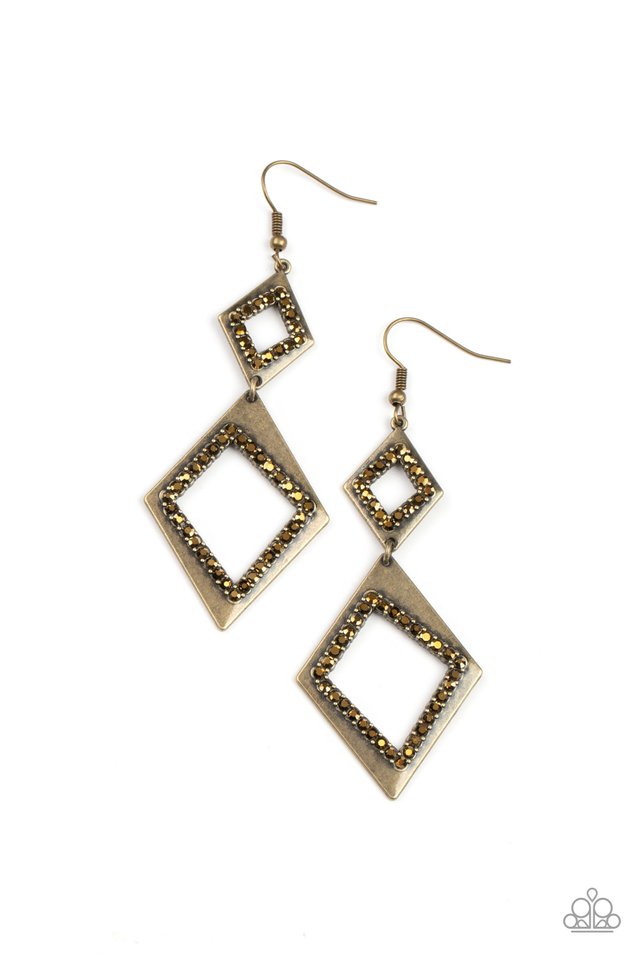 ​Deco Decoupage - Brass - Paparazzi Earring Image