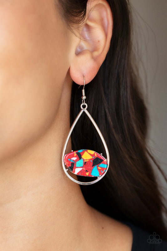 ​Tropical Terrazzo - Red - Paparazzi Earring Image