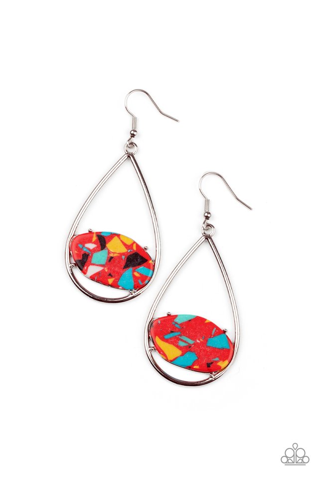 ​Tropical Terrazzo - Red - Paparazzi Earring Image