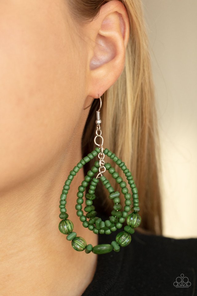 Prana Party - Green - Paparazzi Earring Image