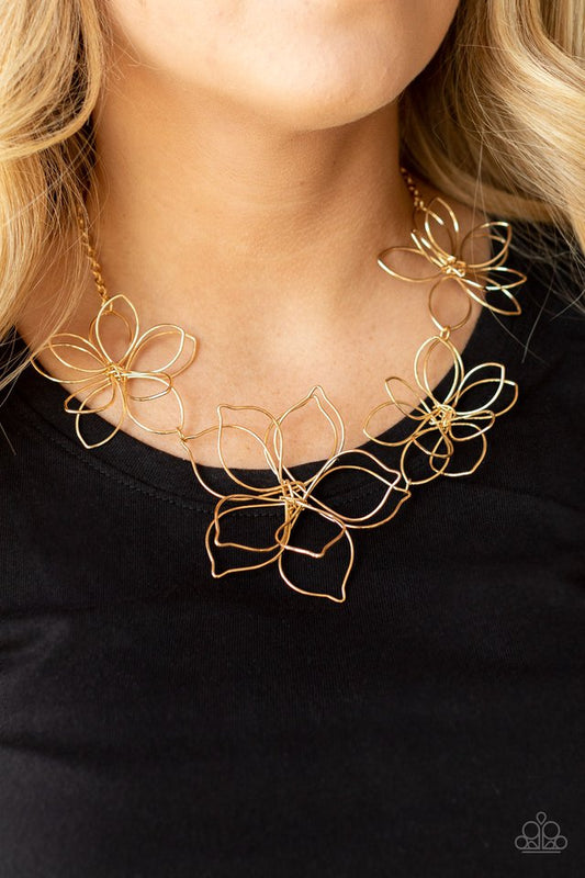 Flower Garden Fashionista - Gold - Paparazzi Necklace Image