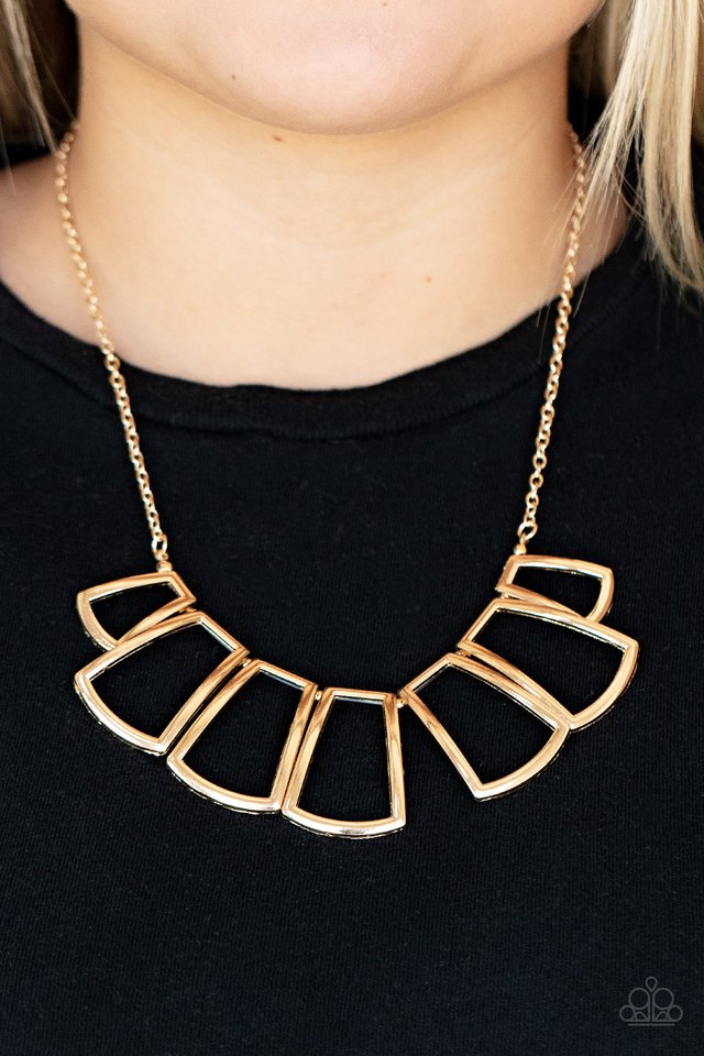 Full-Fledged Framed - Gold - Paparazzi Necklace Image