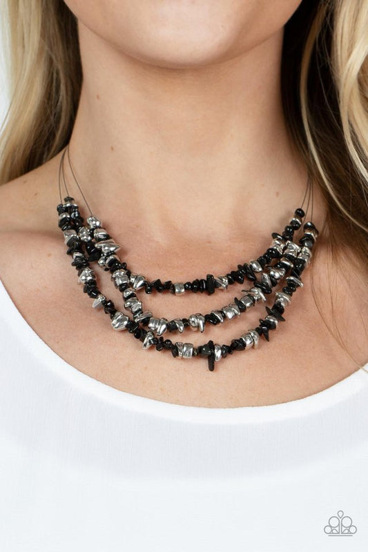 Placid Pebbles - Black - Paparazzi Necklace Image