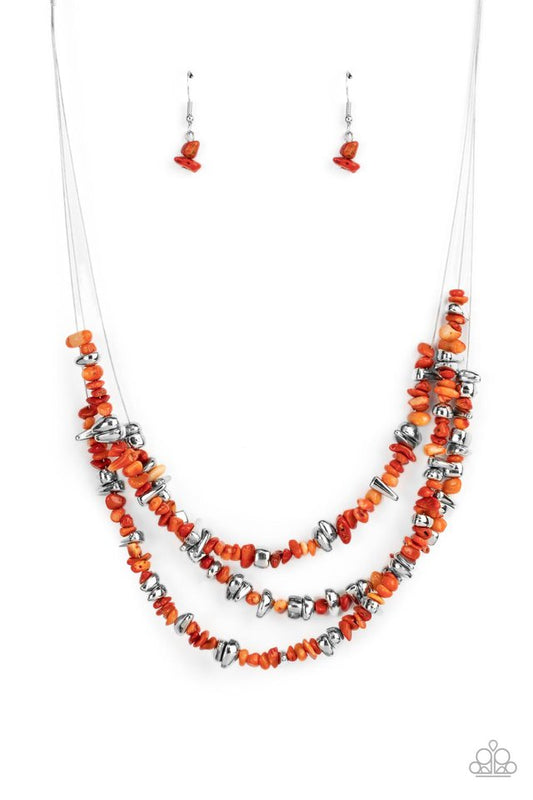 Placid Pebbles - Orange - Paparazzi Necklace Image