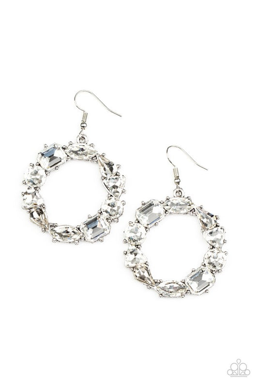 ​GLOWING in Circles - White Earring - Paparazzi Earring Image