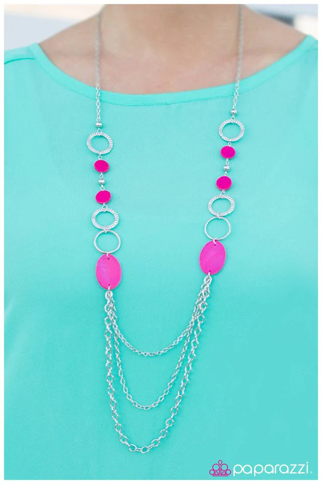 Paparazzi Necklace ~ Happy-Go-Lucky - Pink