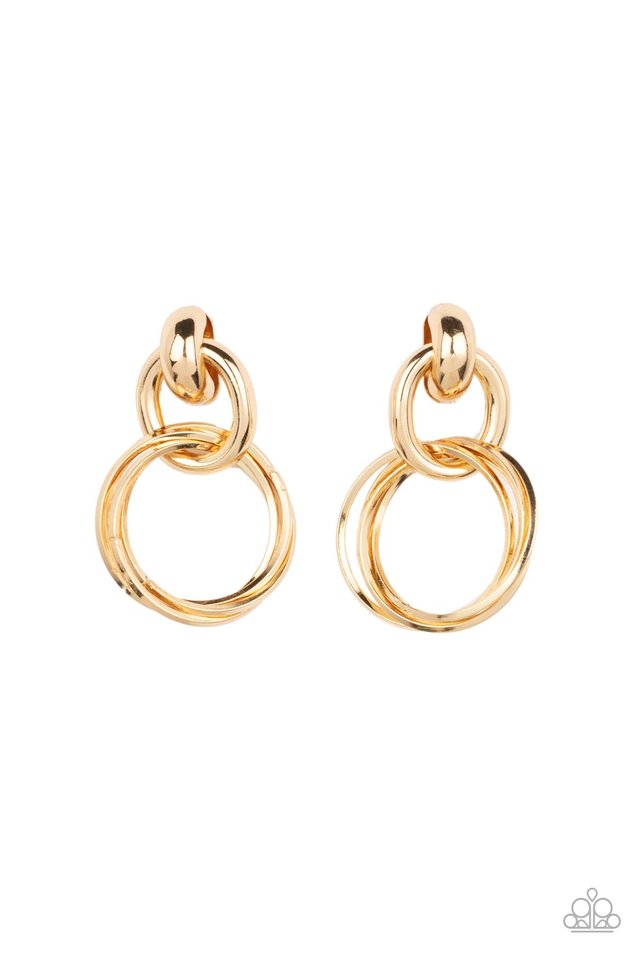 Dynamically Linked - Gold - Paparazzi Earring Image