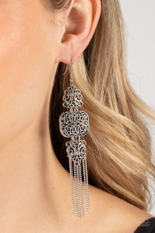 Eastern Elegance - Silver - Paparazzi Earring Image