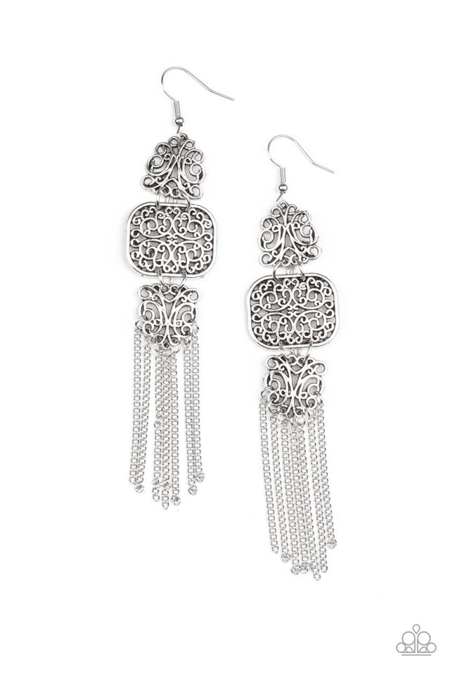 Eastern Elegance - Silver - Paparazzi Earring Image