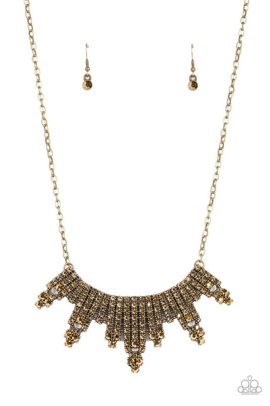 Skyscraping Sparkle - Brass - Paparazzi Necklace Image