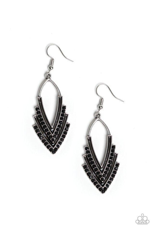 Paparazzi Earring ~ Tour de Force - Black