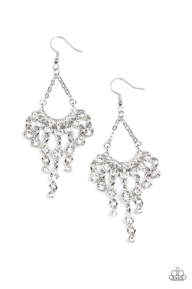 ​Commanding Candescence - White - Paparazzi Earring Image