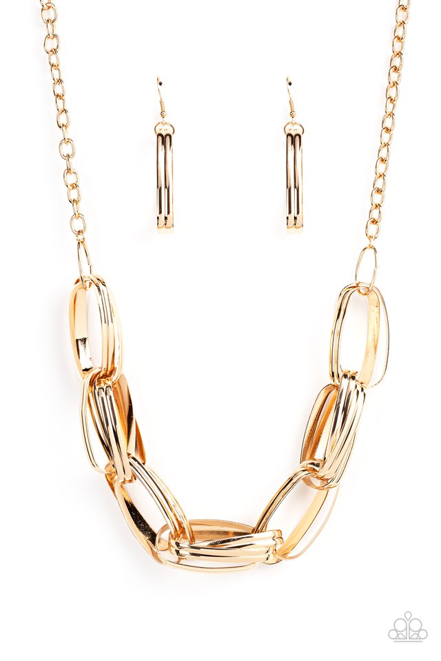 ​Fiercely Flexing - Gold - Paparazzi Necklace Image