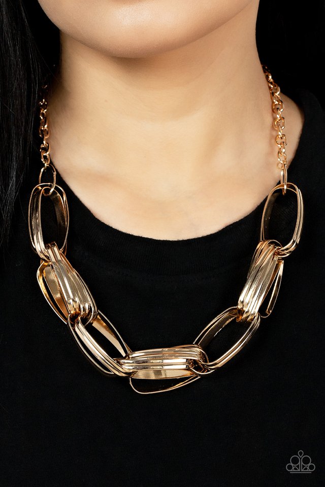 ​Fiercely Flexing - Gold - Paparazzi Necklace Image