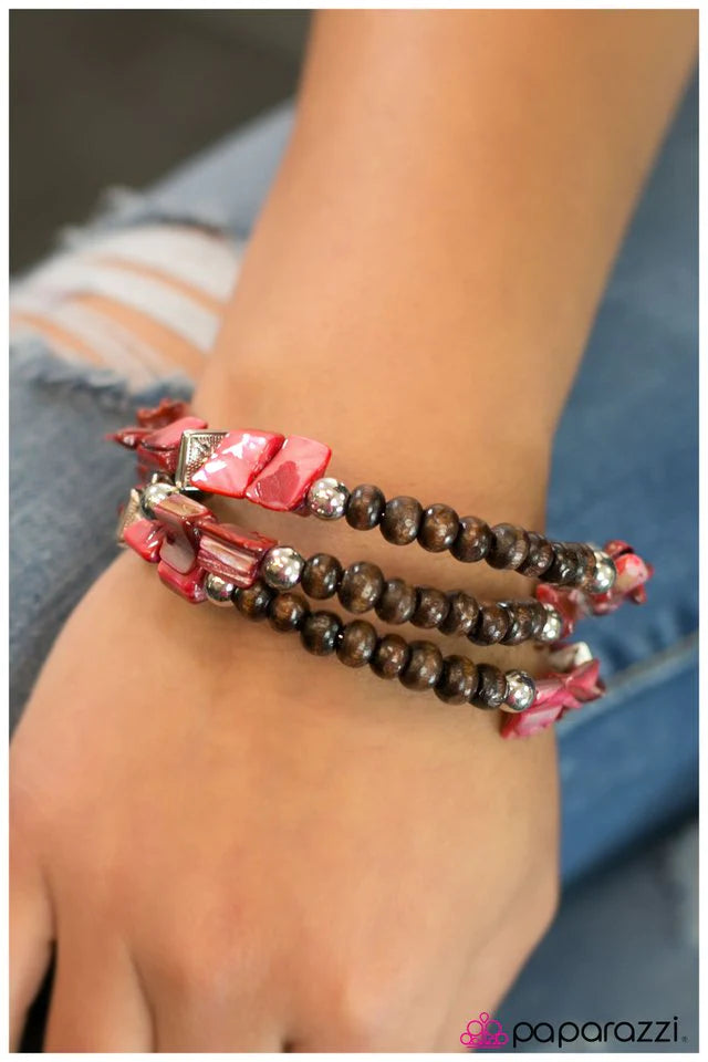 Paparazzi Bracelet ~ Downward Spiral - Red