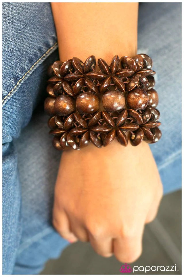 Pulsera Paparazzi ~ The WOOD Life - Marrón