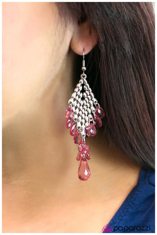 Paparazzi Earring ~ Make A Splash - Pink