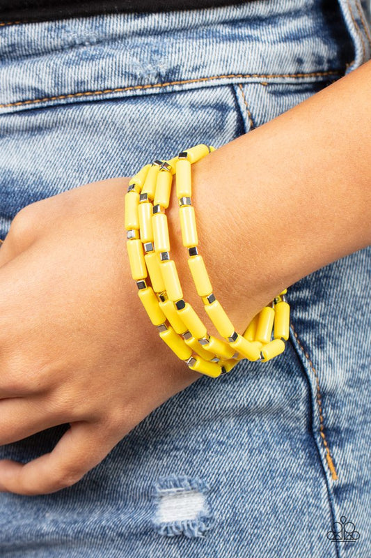 Radiantly Retro - Yellow - Paparazzi Bracelet Image