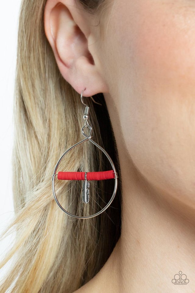 ​Free Bird Freedom - Red - Paparazzi Earring Image