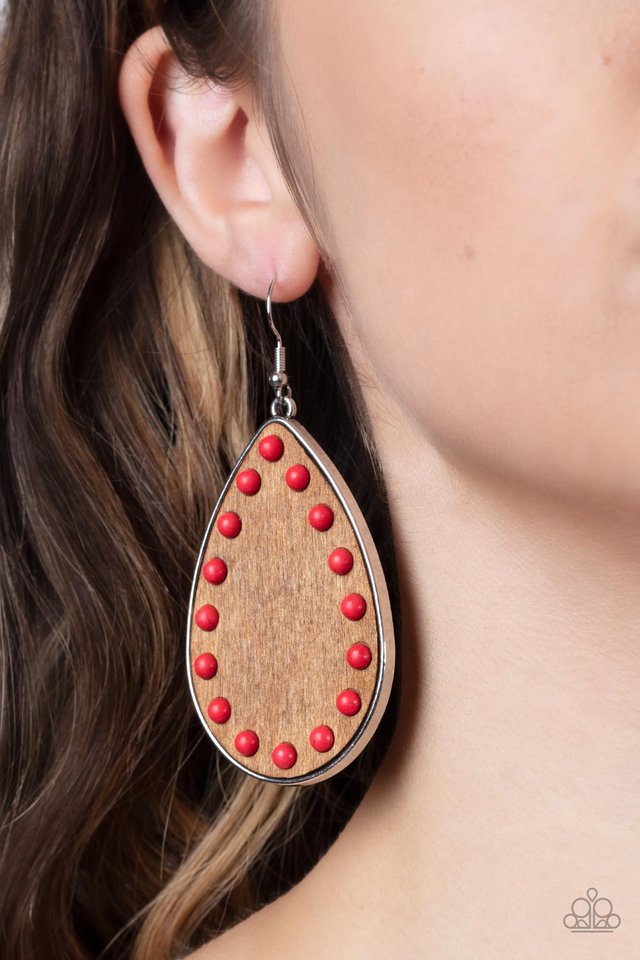 Rustic Refuge - Red - Paparazzi Earring Image