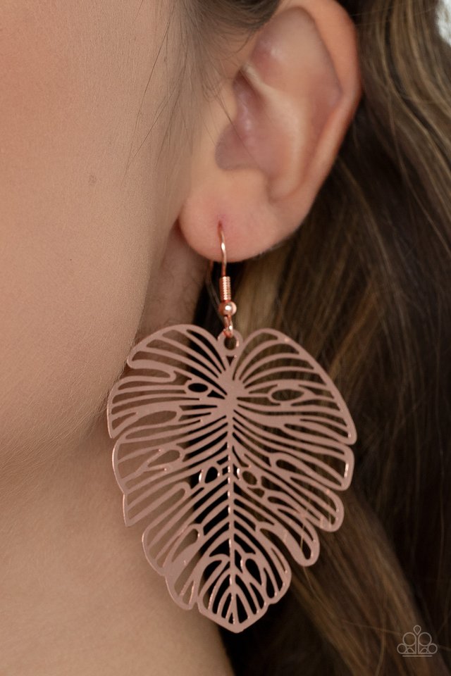 ​Palm Palmistry - Copper - Paparazzi Earring Image