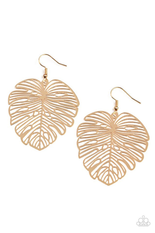 Palm Palmistry - Gold - Paparazzi Earring Image