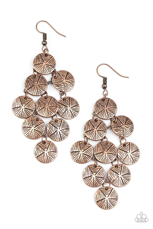 Paparazzi Earring ~ How CHIME Flies - Copper