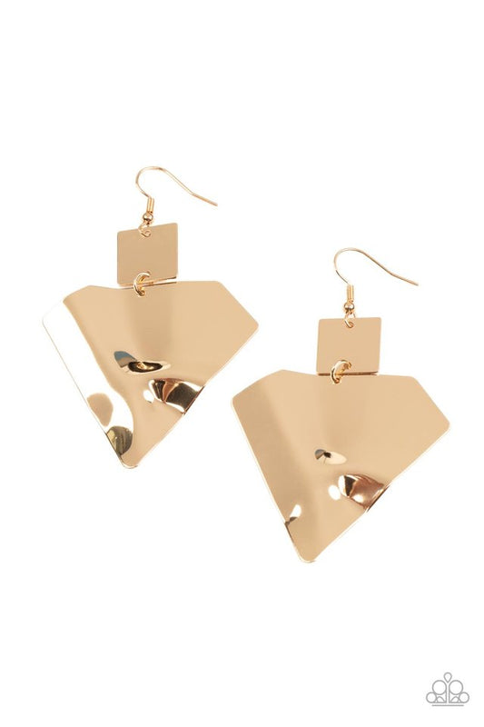 ​Deceivingly Deco - Gold - Paparazzi Earring Image