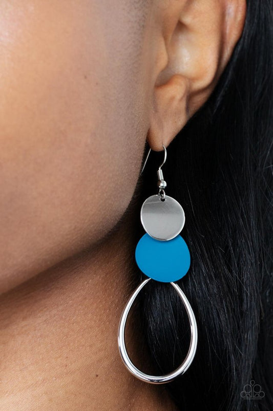 ​Retro Reception - Blue - Paparazzi Earring Image