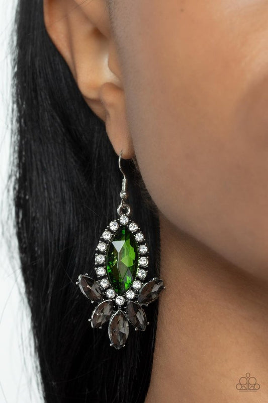 ​Serving Up Sparkle - Green - Paparazzi Earring Image