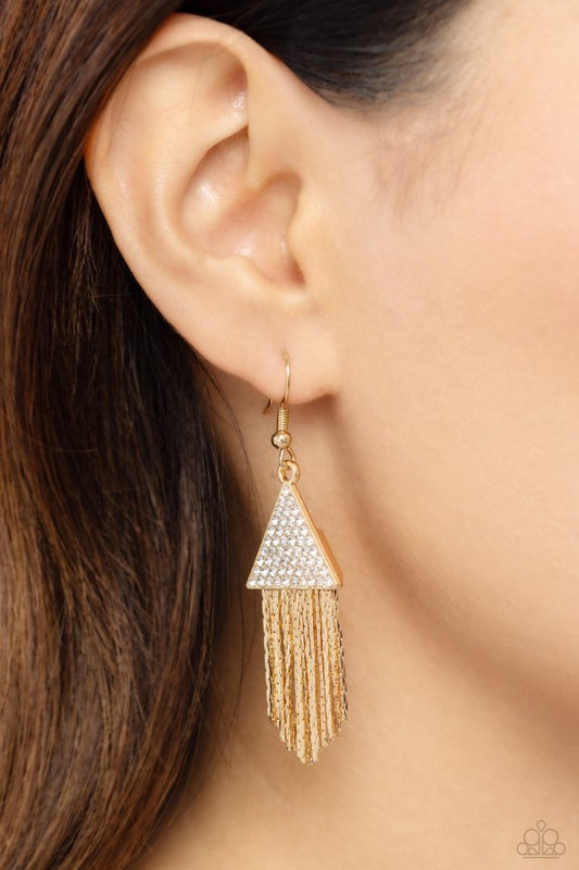 Pyramid SHEEN​ - Gold - Paparazzi Earring Image