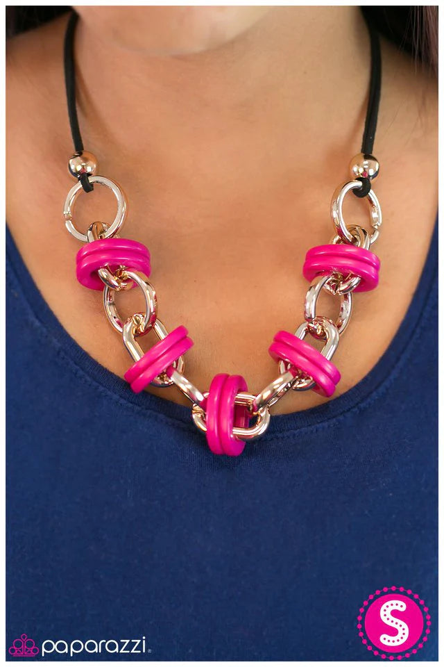 Paparazzi Necklace ~ Fiercely Fearless - Pink