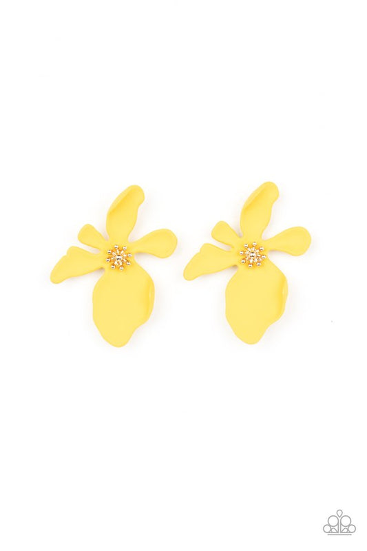 ​Hawaiian Heiress - Yellow - Paparazzi Earring Image