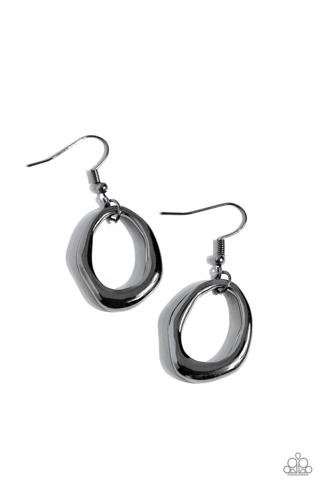 Asymmetrically Artisan - Black - Paparazzi Earring Image