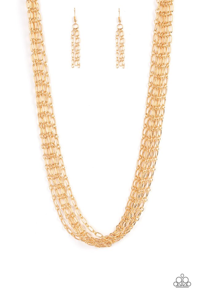 ​Dynamite Dynamo - Gold - Paparazzi Necklace Image