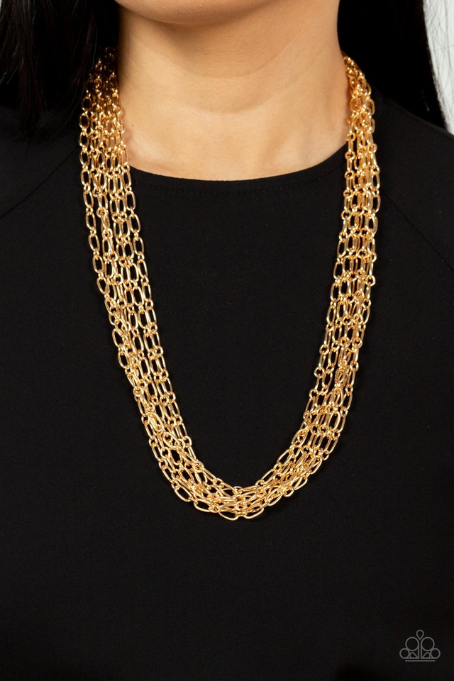 ​Dynamite Dynamo - Gold - Paparazzi Necklace Image