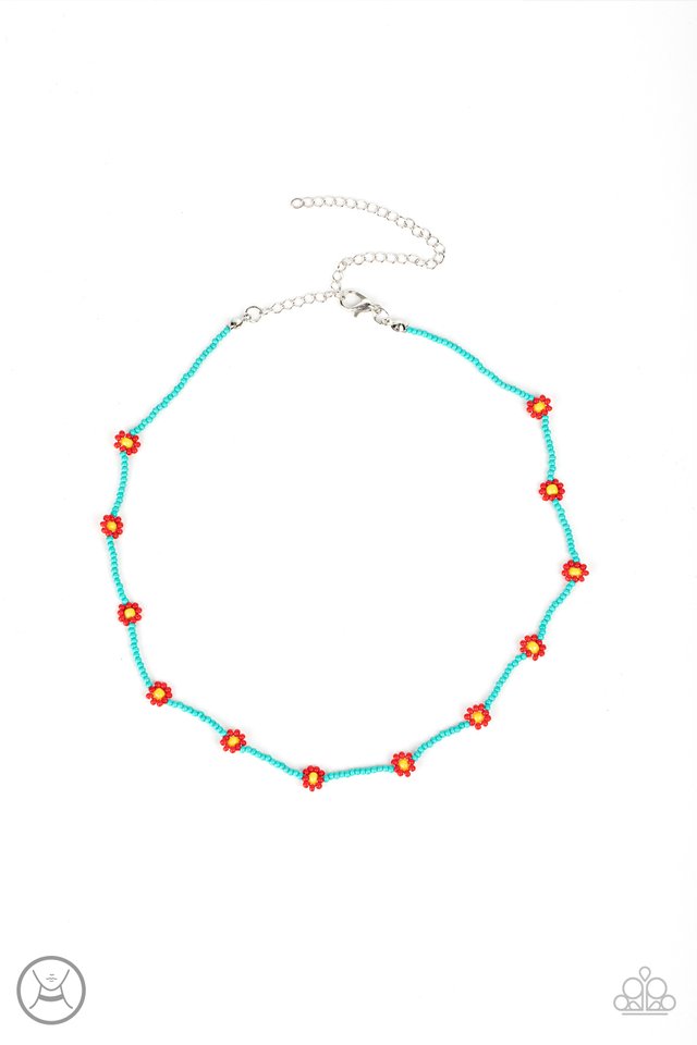 Colorfully Flower Child - Blue - Paparazzi Necklace Image